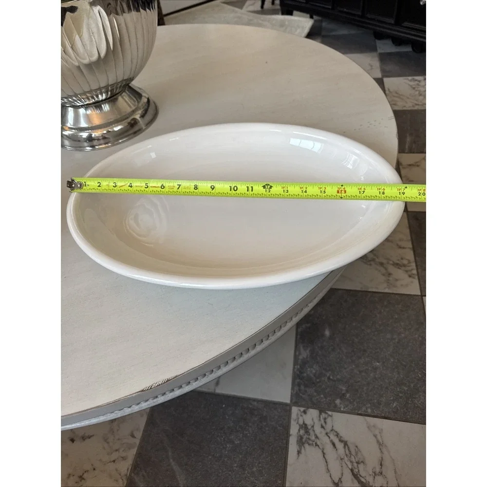 Sur La Table Large Oval Serving Platter White Eartenware 19.25 x 14 Inches